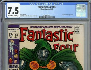 Fantastic Four 86 CGC 7.  5 DOCTOR DOOM app Kirby & Sinnott Cover Marvel Comics 3