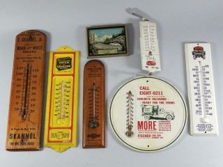 (7) Vintage Advertising Thermometers - Oil Co,  Yocam Diamond Batteries Etc.