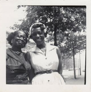 Vintage Photo Snapshot 2 Pretty Black African American Girls Dressed Up Cute