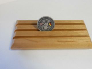 Small Military Challenge Coin Display Rack Holder,  Solid Cherry Hardwood
