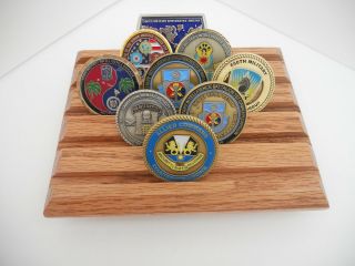 Military Challenge Coin Display Rack,  Army Coin Holder,  Cherry Finish