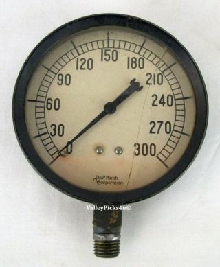 Vintage Jas P Marsh Co 0 - 300 Psi Steam Steampunk Pressure Gauge