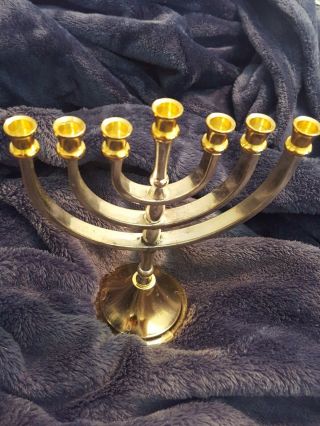 Vintage Gold And Silver Plated Menorah 7 Candle Karshi Jerusalem