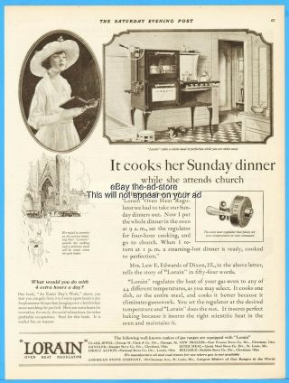 1920 American Stove Co St Louis Mo Lorain Gas Cooks Her Sunday Dinner Kitchen Ad