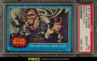 1977 Topps Star Wars Han Solo & Chewie Shoot It Out 44 Psa 10 Gem (pwcc)
