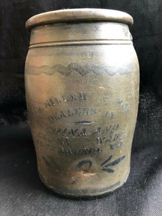 No.  2 Antique H.  J.  Miller & Sons Saltware Crock Alexandria,  Virginia Exc Cond
