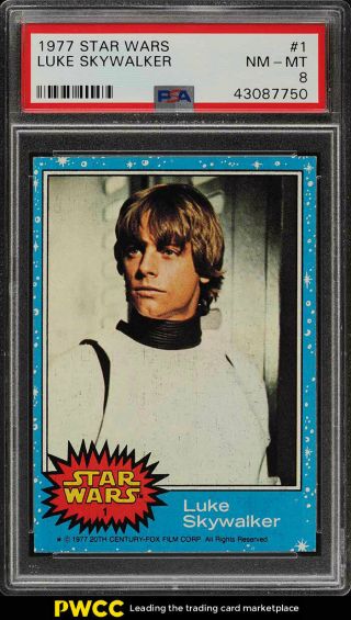 1977 Topps Star Wars Luke Skywalker 1 Psa 8 Nm - Mt (pwcc)