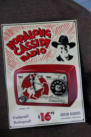 Metal Sign Hopalong Cassidy Advertising Arvin Radios 1990