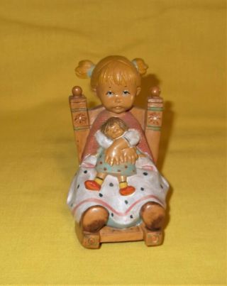 Vintage 1989 Fontanini Figurine Girl Rocking Baby Doll Italy Simonetti 482