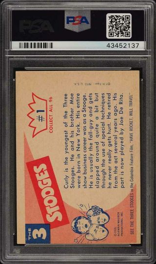 1959 Fleer The 3 Stooges Curly 1 PSA 5 EX (PWCC) 2