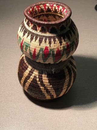 2 Handmade Baskets / Bowls From Panama Wounaan Or Embera Tribe.