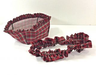 Longaberger Fabric Liner And Garter Christmas Plaid Fits Small Berry Basket