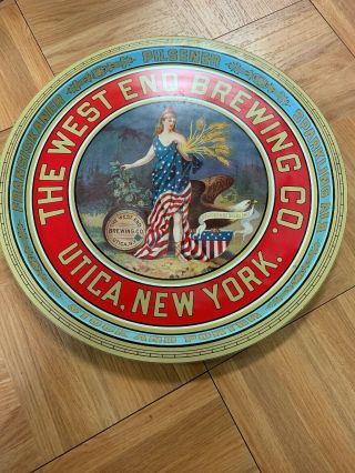 Vintage West End Brewing Co.  Beer Tray Utica York Usa Flag Mansfield England