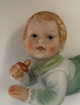 Antique Heubach Germany Baby With Pacifier Bisque Porcelain Piano Baby