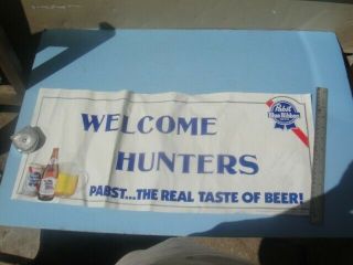 1982 Vintage Pabst Pbr Beer Paper Sign Board Banner Welcome Hunters