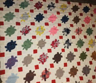 Vtg Unfinished Quilt Top Turtle Patchwork Design Top Only 62” X 72” Other