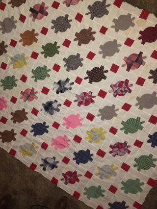 VTG Unfinished Quilt Top Turtle Patchwork Design Top Only 62” X 72” Other 2