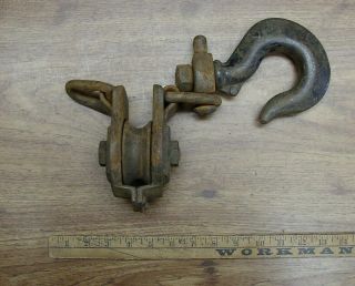 Vintage Rusty,  Crusty,  & Cool Cast Iron Sheave Pulley,  13 " Oal,  2 - 7/8 " Wheel,  Awesome
