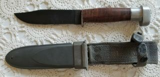 Vintage Us Navy Survival Knife With Case Or Scabbard Vietnam 1968 Blade 5 " Mk 1