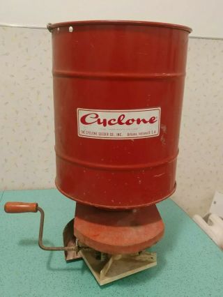 Vintage Cyclone Seeder Rotary Seed Spreader Red Urbana Indiana Farm Equipment