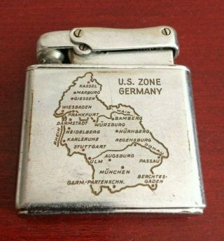 Vintage Ibelo U.  S.  Zone Germany Etched Map Lighter.  Made In West Germany