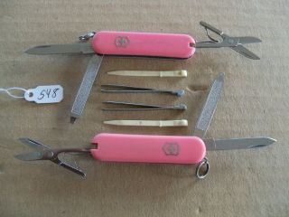 2x - Victorinox Swiss Army Knife Classic Sd - Pink - Very Good/excellent