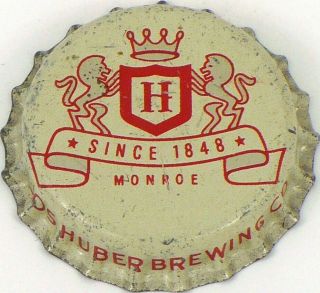 White 1950s Wisconsin Monroe Huber Beer Cork Crown Tavern Trove W