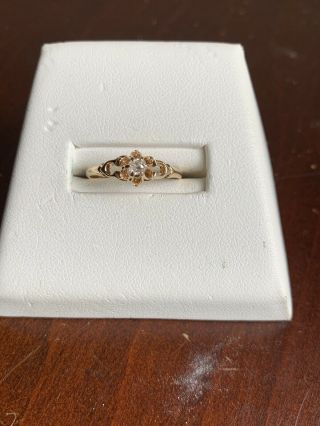 Vintage 1940s 14k Yellow Gold Round Mine Cut Diamond Engagement Ring - Size 6.  75