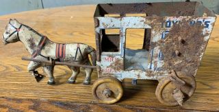 Vintage Marx Tin Litho Wind Up Toylands Farm Products Milk & Cream Horse & Buggy