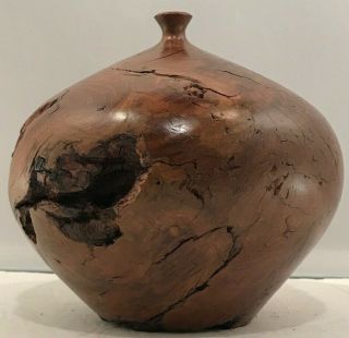 Mid - Century Australian Mallee Burl Wood Vase/vessel By Artist Bill Jackson