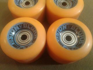 Vintage VISION Blurr XTC Skateboard Wheels - Orange - with GMN bearings 2