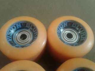 Vintage VISION Blurr XTC Skateboard Wheels - Orange - with GMN bearings 3