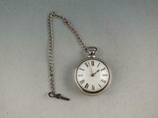 Antique English Verge Fusee Sterling Pair Case Pocket Watch J.  P.  Lewis,  Bilston