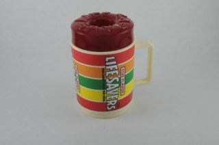 Vintage Deka Plastic Life Savers Coffee Mug Sippy Cup Drink Glass Red Cherry Lid