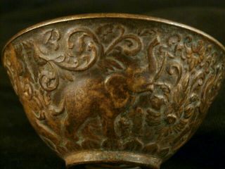Chinese Bronze 4elephants Little Bowl