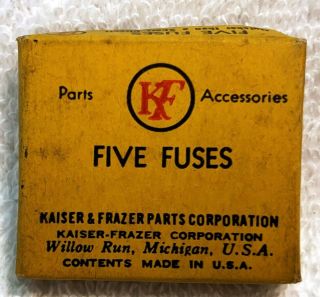 Vintage Kaiser Frazer Fuse Container With 5 Fuses,  Cardboard,  Not Tin