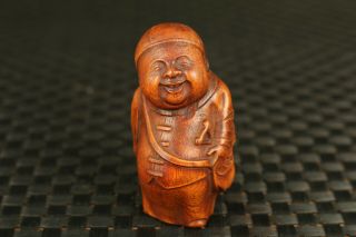 Mini Old Boxwood Hand Carved Figure Statue Netsuke Hand Piece Gift