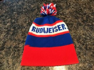 Vtg Budweiser Beer Knit Stocking Cap Hat