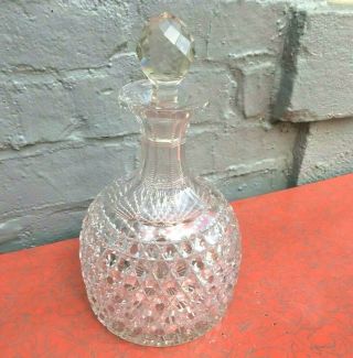 Antique Hawkes American Cut Lead Glass Decanter Etched Mark W Stopper