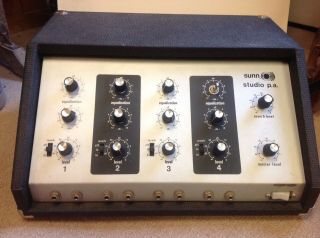 Vintage Sunn Studio P.  A.  Export 4 Channel Amp Head Equalizer / Reverb Mixer