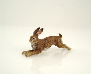 Franz Bergmann Vienna Austria Running Rabbit Cold Painted Bronze Bergman Hare