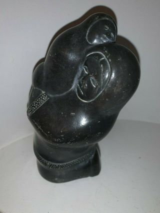 Mother And Child Inuit Soapstone Carving 1972 Canada