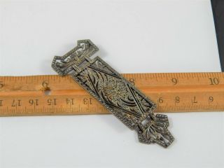 Vintage Antique French Art Deco Silver Marcasite Pin Brooch Signed By Maker Ca