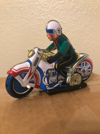 Vintage Tin Wind - Up Motorcycle Toy - Ms - 702 Made In China 602 7 " Not