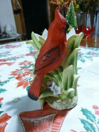 1953 - 71 Lefton Painted Cardinal Bird Figurine Kw 763 Hand Painted /vase Planter