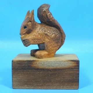 Antique Swiss Black Forest Wood Carving Figural Squirrel Brienz C1900