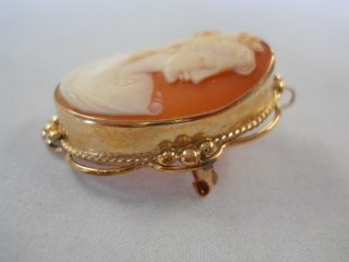 Vintage Jewelry Peach 14k Yellow Gold Cameo Pin - Pendant 2