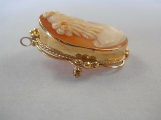 Vintage Jewelry Peach 14k Yellow Gold Cameo Pin - Pendant 3