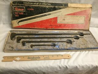 Vintage Snap - On 4 Piece Rolling Head Lady Foot Pry Bar Set 2050,  1650,  1250,  650