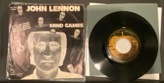John Lennon 1973 Mind Games 1st Press Italy W/ Picture Sleeve Beatles